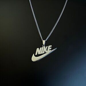 Nike Necklace - Silver Plated - 20" Chain - Valentines Day Gift - Gift for Her